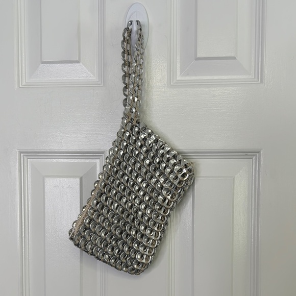 Silver and Tan Bottle Cap Woven Wristlet - Picture 1 of 6